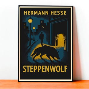 Steppenwolf Poster, Arte Esistenziale, Copertina Libro Vintage, Design Unico, Arte da Parete, Arte Psicologica, Arte Letteraria, Decorazione
