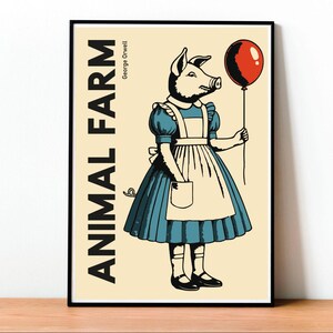 Animal Farm, Poster, George Orwell, Copertina del libro, Romanzo classico, Poster di libri, Arte da parete, Amanti dei libri, Distopico