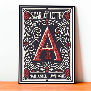 Póster de La Letra Escarlata, Arte de Nathaniel Hawthorne, Literatura Clásica, Impresión Minimalista, Portada Libro Vintage, Arte Feminista