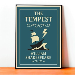 Poster La Tempesta, Shakespeare Arte Teatro, Illustrazione Classico Dramma, Decorazione Letteraria Vintage, Tempesta Simbolica Fatta a Mano