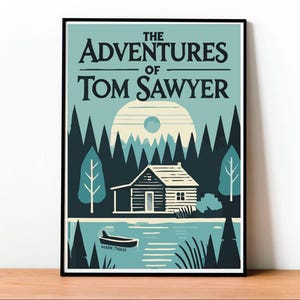 Le Avventure di Tom Sawyer, Copertina del Libro, Mark Twain, Poster, Design Moderno, Letteratura d'Avventura, Design Minimalista