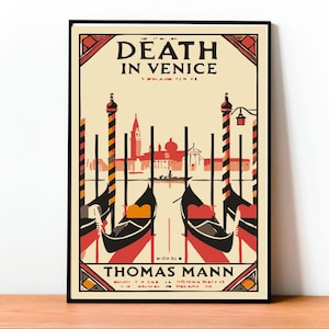 Poster Morte a Venezia, Arte Thomas Mann, Copertina Libro, Stampa Minimalista, Stile Vintage, Arredo Casa, Regalo Lettori