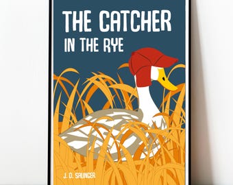 The Catcher in the Rye Poster, J.D. Salinger, Literary Book Cover Print, Minimalist Design Wall Art