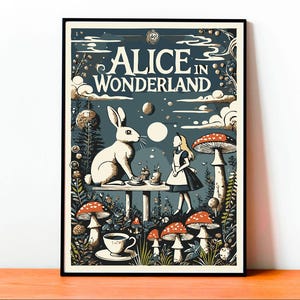 Alice nel Paese delle Meraviglie Poster, Arte Lewis Carroll, Copertina Vintage, Stampa Murale, Decorazione Casa, Fine Art