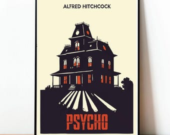 Psycho Movie Poster, Alfred Hitchcock Art, Classic Horror Wall Art, Vintage Cinema Print, Thriller Film Decor, Retro Home Aesthetic