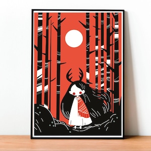 Onibaba, Folclore giapponese, Poster Asia, Arte Kijo, Fiaba, Spirito asiatico, Stampa fantasy, Arte da parete, Cameretta bambini, Mitologia