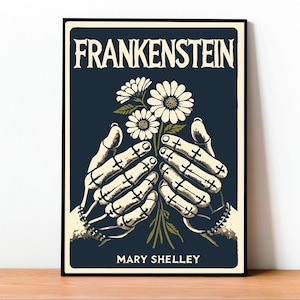 Frankenstein Poster, Arte Mary Shelley, Copertina Vintage, Stampa Minimalista, Decorazione Gotica, Stampa Fine Art, Horror Wall Art