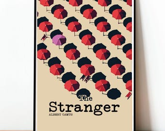 Obcy, Okładka książki, Albert Camus, Plakat, Nowoczesny design, Literatura francuska, Minimalistyczny design, Sztuka ścienna, Sztuka vintage