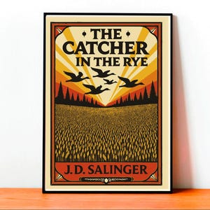 Poster Il Giovane Holden, J.D. Salinger Arte Libro, Stampa Letteraria Vintage, Holden Caulfield Poster, Romanzo Classico Fatta a Mano