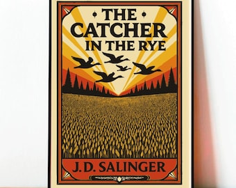 The Catcher in the Rye Poster, J.D. Salinger, Classic Book Cover, Literary Fiction, Hand-Drawn Literature Art