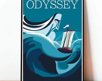 The Odyssey Poster: Minimalist Greek Mythology Art Print, Vintage, Wall Art, Movie, Modern Design, Home Decor, Geometric Simple Art