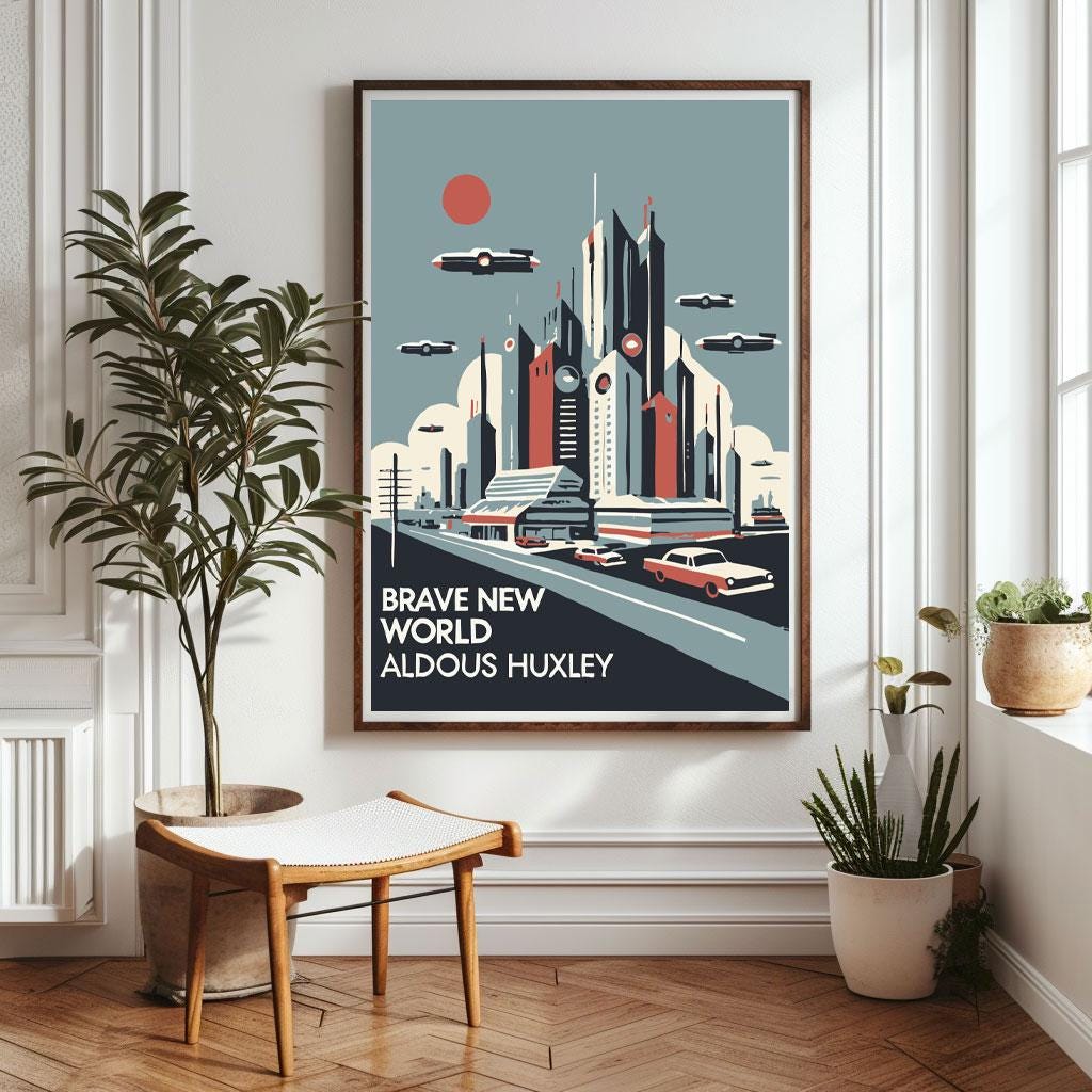 Brave New World, Aldous Huxley, Dystopian Poster, Sci-fi Art