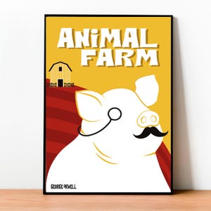 Animal Farm, Poster, George Orwell, Copertina del libro, Romanzo classico, Poster di libri, Arte da parete, Amanti dei libri, Distopico