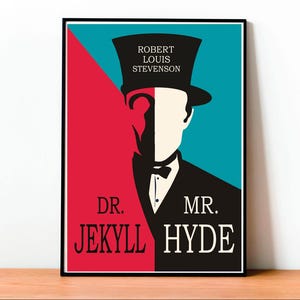 Poster Dr. Jekyll e Mr. Hyde, Arte Gotica, Poster di Letteratura Classica, Stampa Minimalista, Decorazione Letteraria Vittoriana