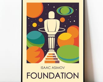 Vintage, Wall Art, Movie, Modern DesignFoundation Book Cover Poster: Isaac Asimov Sci-Fi Art