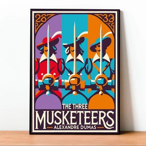 I Tre Moschettieri di Alexandre Dumas | Poster Letterario Classico | Arte Vintage Minimalista | Regalo Unico