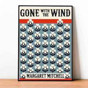 Gejaagd door de Wind, Margaret Mitchell, Poster, Wandkunst, Klassieke literatuur, Modern ontwerp, Minimalistische afdruk, Retro vintage