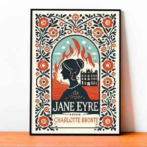 Póster Jane Eyre, Charlotte Bronte Art, Literatura Clásica, Decoración Vintage, Arte Minimalista, Regalo para Amantes de los Libros