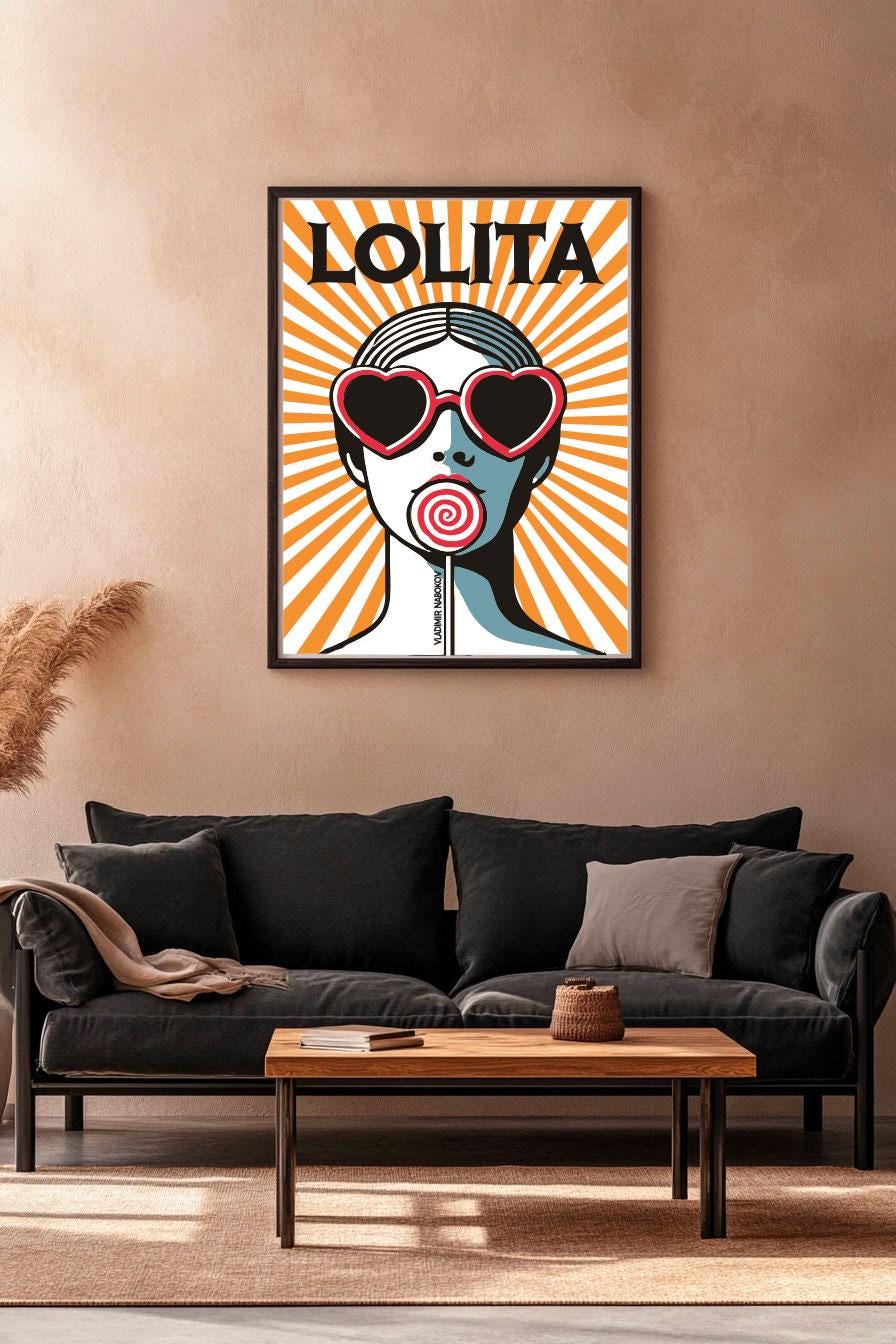 Lolita Poster, Vladimir Nabokov, Vintage Poster, Wall Art, Modern