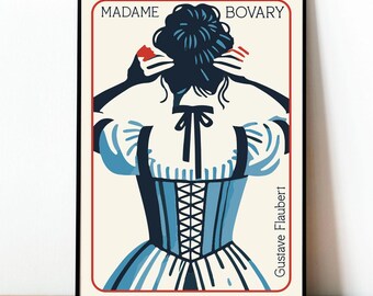 Madame Bovary Poster, Gustave Flaubert Print, Classic Romance Art, French Literature, Vintage Book Cover, Feminine Wall Decor, Novel Art