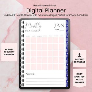 All-in-One Undated Digital Planner | Monthly daily planner | Daily Life Organizer for iPad & iPhone