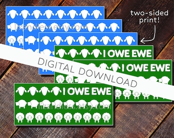 I OWE YOU/I owe ewe! Placeholders for cash stuffing enthusiasts! (Digital - Full Page)| Savings Challenge
