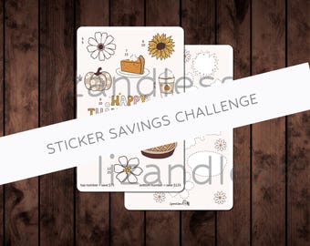 RETRO HAPPY THANKSGIVING Savings Challenge  | Matte Sticker Savings Challenge | Save With Stickers | Cash Envelopes