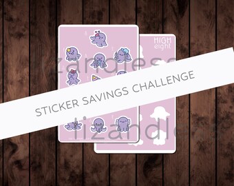 NEW! HIGH EIGHT Cute Octopus Savings Challenge Sticker | Cash Envelope Tracker