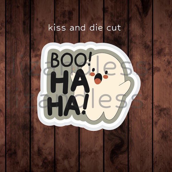 BOO! HA HA! Halloween Ghost Die Cut Sticker | Savings Envelope Sticker | Laptop Sticker| Matte Premium Vinyl