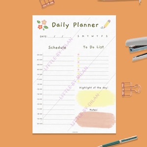 Cute Daily Planner, Digital Planner, Printable Planner A4 size