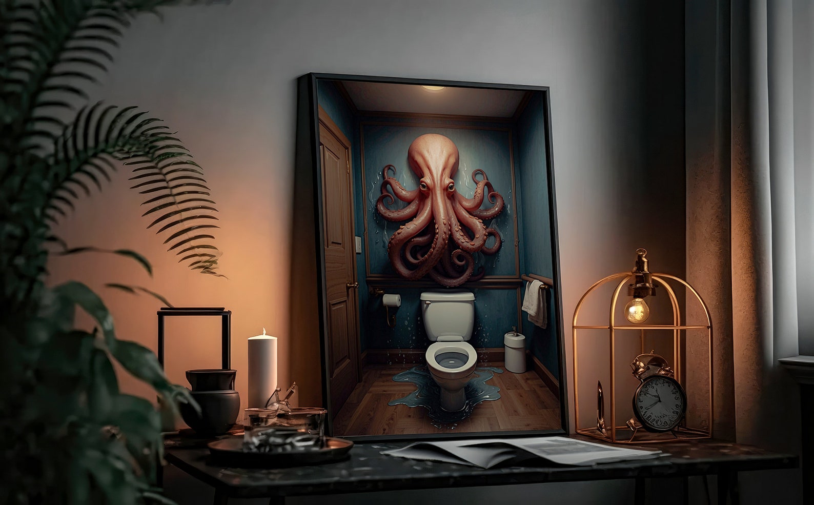 Octopus Bathroom Print Octopus Wall Art Animal Bathroom Art Animal on ...