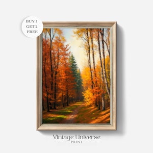 Autumn Landscape Painting | Fall Landscape Printable Wall Art | Fall Wall Art | Vintage Rustic Country Decor | Country Farmhouse Print