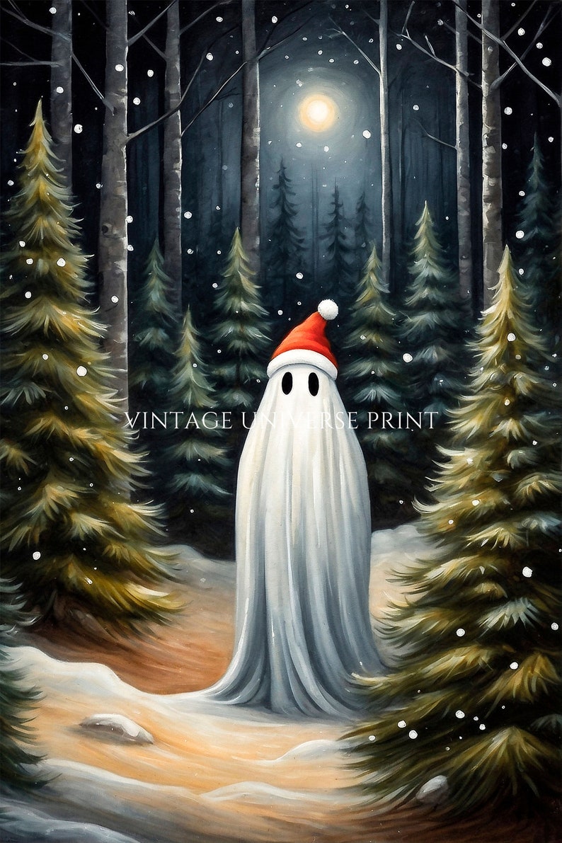 Ghost Christmas Print Ghost in the Forest Print Christmas Etsy UK