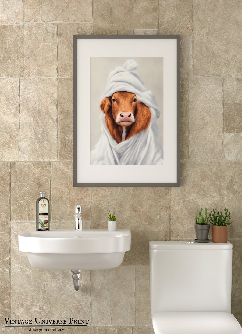 Cow Bathroom Wall Decor Cow Bathroom Poster Animal Bathroom Wall Art ...