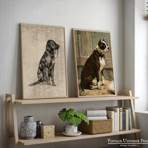Dog Gallery Wall Set of 12 | Vintage Dog Painting | Antique Dog Oil ...