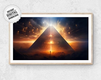 Eye of Pyramid Poster - Gods Sun Rays Energy Illustration Dreamlike Visionary Print