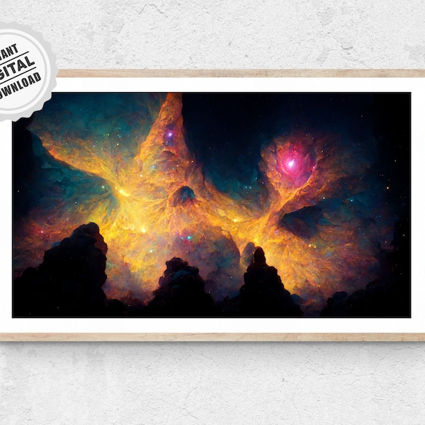Peinture de nébuleuse galactique - Une étoile est née Cosmic Print Universe Nasa Wall Art Painting