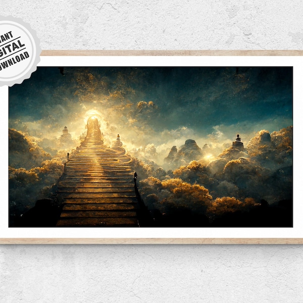 Stairway to Heaven - Spiritual Calming Scenery Print Fantasy Poster Esoteric Painting