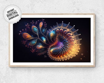 Fractal Living Cells Poster - Sacred Geometry Painting Fibonacci Wall Art Print