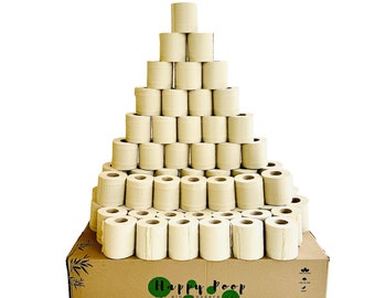 Papel higiénico de bambú BPlanet: 48/64 rollos | Papel higiénico de bambú sostenible - 280 hojas cada una - sin blanquear, envasado sin plástico, vegano