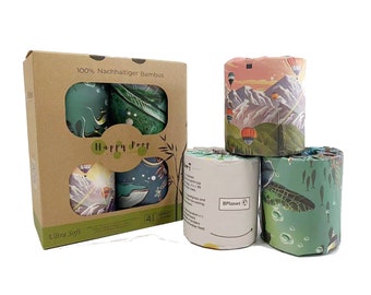 Bamboe toiletpapier pakje van 4 | Duurzaam bamboe toiletpapier | Klimaatverandering, er is geen planeet B