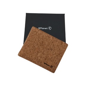 Cartera de corcho vegana hecha de corcho, grande, protección animal, protección del medio ambiente, cero residuos, cartera con protección RFID para mujer, cartera | Planeta B