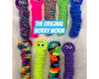 Worry worm stress toy, crocheted Worry Worm anxiety toy