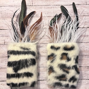 Rabbit fur catnip kicker pillow with feathers, crinkle paper and rattle