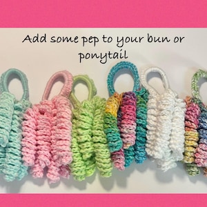 Girls hair accessories, 3/per set,  ponytail hair elastics, crocheted ponytail hair ties, ponytail topper