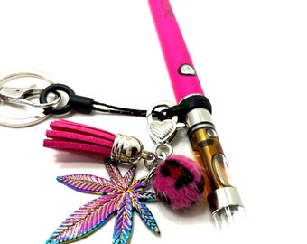 vape pen charms, dab pen charms, vape holder, vape tether ring, vape keychain jewelry