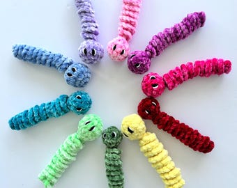 worry worm, worry worm buddy, fidget toy, anxiety relief, worry worm plushie, worry wart, worry pal, plushie amigurumi worry worm