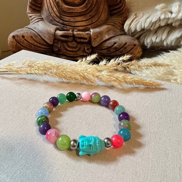 Happy Buddha I MALA I Multicolor Jade