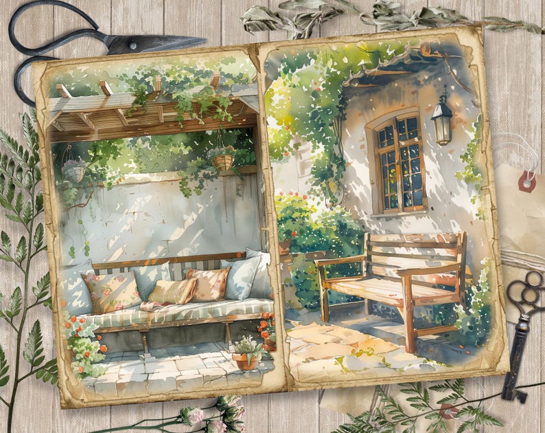 Cottage Garden, Junk Journal Pages, Spring Ephemera, Scrapbook ...