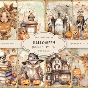 Imprimables d'Halloween pour journaux indésirables, vintage journal indésirable Halloween, journal numérique aquarelle Halloween indésirable